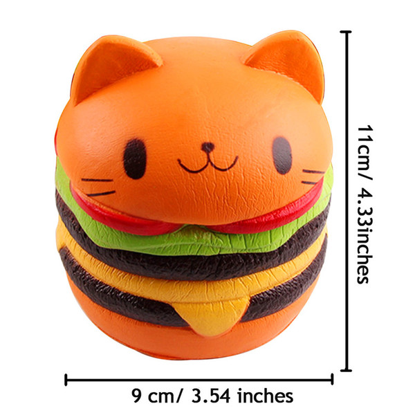 2017 New Slow Rising Squishy cat head burger Toy Soft Cute Hamburg Shape Artificial Simulation Relieves Stress Toy