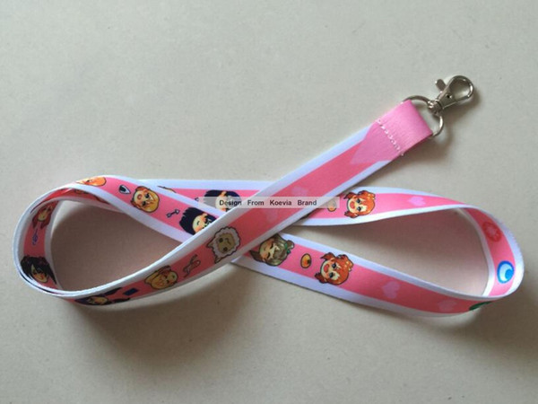 10MM 100PCS X Custom Hot Pink Full Color Image Print Cute Cartoon Neck Lanyards For Kids Students Lanyards Strap