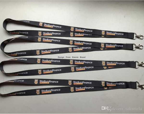 300pcs/Lot Custom Cute Animal Logo Print Promotion Business Black Neck Lanyard For Phone Badge Holders 15MMX90CM