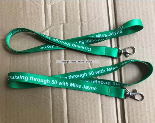 100pcs/lot Custom Green Polyester Neck Lanyard Birthday Anniversary Party Promotion Lanyards Free shipping