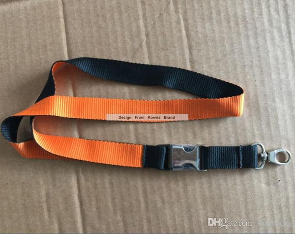 Hot Black+Orange Double Layer Nylon Lanyard Sef Metal Released Safety Neck Lanyard 20MM Width 100pcs/Lot