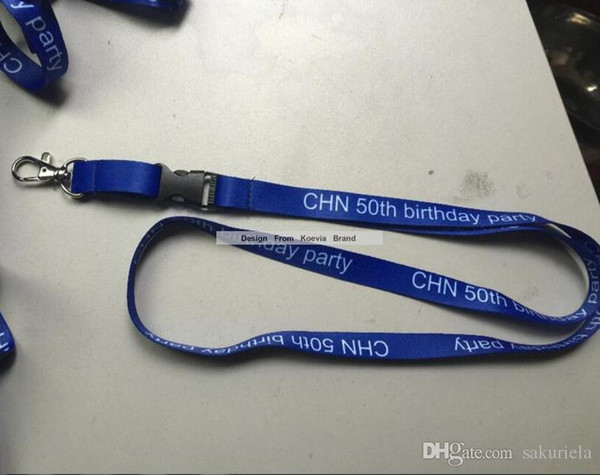 Promotion Custom Navy Blue 15MM Polyester Lanyard Birthday Celebratiing Name Imprint On Lanyard For Party Entrance Lanyards