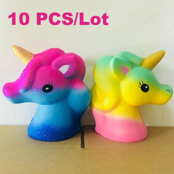 10Pcs/Lot 15CM Jumbo Rainbow Colorful Unicorn Horse Squishy Slow Rising Kawaii Squeeze Charms Cartoon Scented Ice Cream Toy Gift