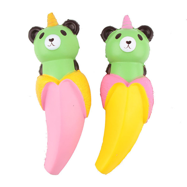 20pcs Jumbo Elastic Soft PU Squishy Slow Rising Anti-stress Kawaii Squishies Banana Bear Squeeze Kid Toy Charm Lanyard Strap