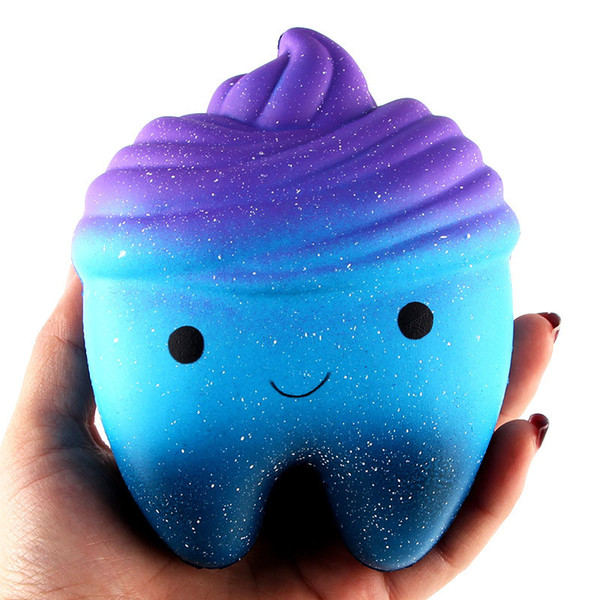 20Pcs/Lot Pretty Starry Sky Tooth Squishy Toy Anti Stress Squeeze Soft Slow Rising Cute Cartoon Tooths Squishy PU Antistress Toys