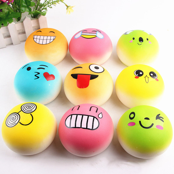 20Pcs/Lot 7cm Cute Emoji Design Simulation Anistess Squishy Toys Kids Soft Slow Rising Sweet Scented Bread Toys