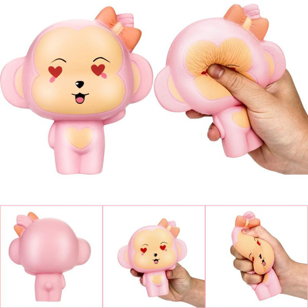 10Pcs / Lot Squishies14CM Cute Pink Lovely Monkey Squishy Slow Rising Scented Squeeze Toy Kawaii Cartoon Collection Gift stress Reliever Toy