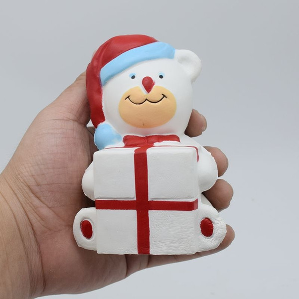 2017 new 10Pcs/Lot 11CM PU Christmas Bear Cute Squishy Toy Phone Straps Slow Rising Soft Squeeze Accessories Fun Joke Toy Parts