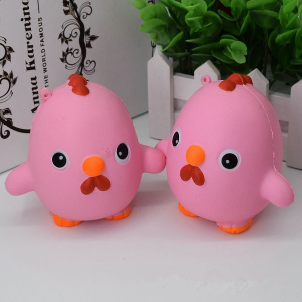 20PCS Kawaii Squishy Pink Chick Chicken Slow Rising Cute Phone Straps Retail Package Bread Cake Cream Scented Fun Kids Toy Gift