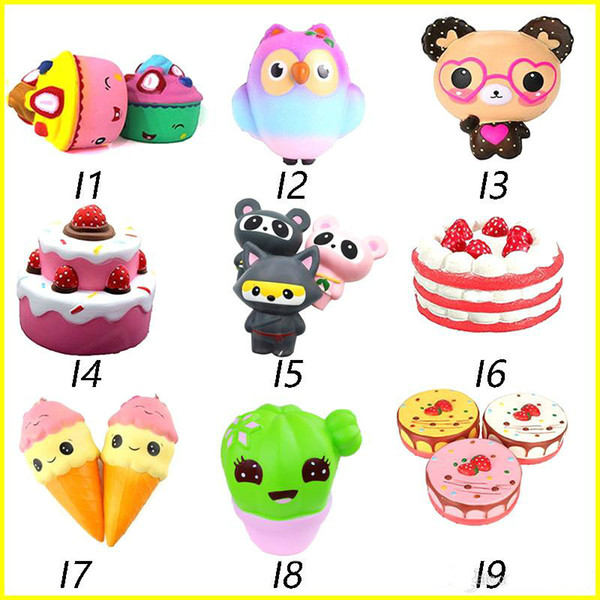 Squishy Toys squishies Rabbit tiger owl panda pineapple bear cake mermaid Slow Rising Squeeze Cute Cell Phone Strap gift for kid to