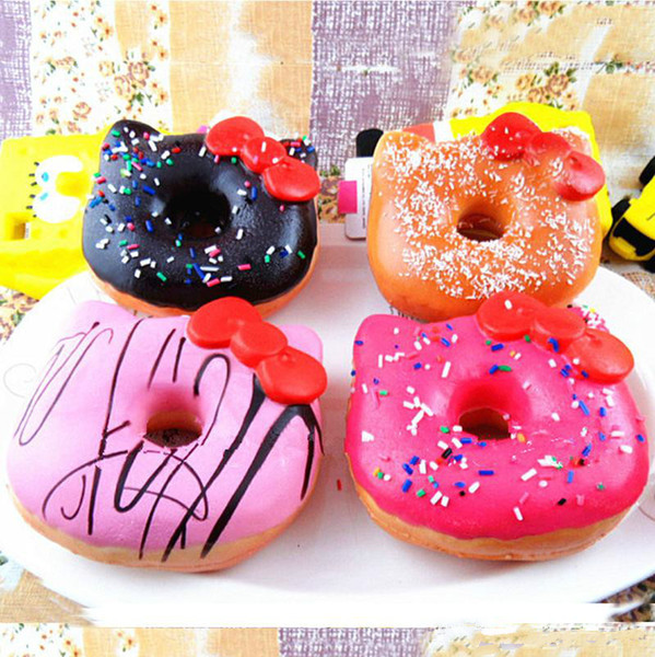 20Pcs/lot Jumbo Hello Kitty Donut Squishy slow rising Cell Phone Charm Emotional venting tool packages food toys kitchen