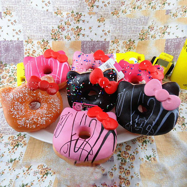 2018 Jumbo Hello Kitty Donut Squishy slow rising Cell Phone Charm Emotional venting tool packages food toys kitchen