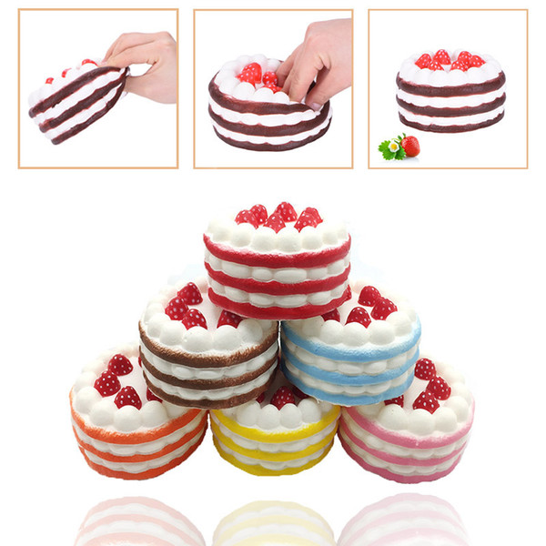 Squishy Cake Strawberry Perfume Cream Pink Yellow Red Coffee Blue Fidget Jumbo Phone Straps Slow Rising Squishies Free Shipping