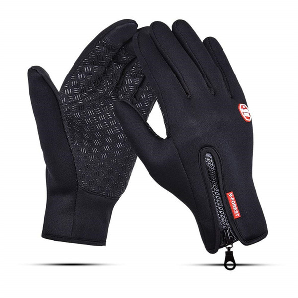 Unisex Outdoor Sports Gloves Warm Winter Touch Screen Glove Waterproof Riding Skiing Running Anti Slip Mittens Adjustable Zipper Gloves