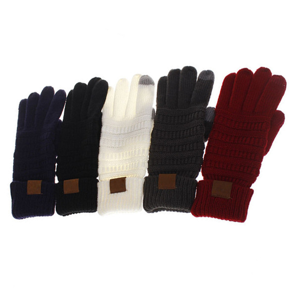 Knitting Touch Screen C Logo Glove Capacitive Gloves Men Women Winter Warm Wool Gloves Antiskid Knitted Telefingers Glove Christmas Gifts