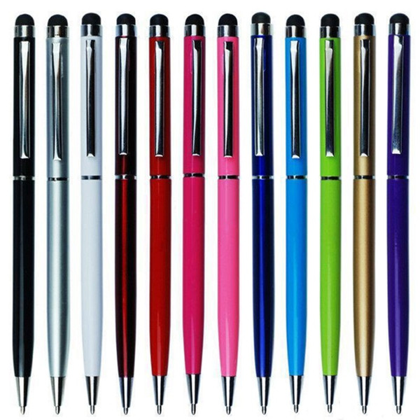 100Pcs/lot High Quality 2 in 1 Stylus Touch Pen Colorful Crystal Capacitive Touch Pen for universal smartphone android phone