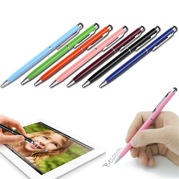 2 In 1 Capacitive Touch Screen Writing Stylus Ball Point Pen For iPhone iPad Samsung ASUS ACER Tablet PC HTC Lenovo CellPhone