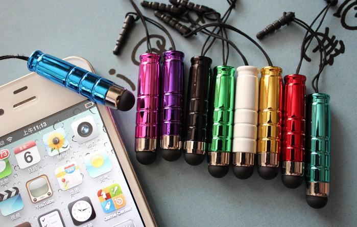 HOT Mini Capacitive Stylus Touch Pen Dust plug For Apple iPhone 4S 4G 3G 3 ipad 2 for HTC cellphone