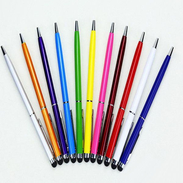 2 in 1 Capacitive Touch Screen Stylus with Ball Point Pen for iphone 7 6 samsung S7 S6 HTC ipad Mobile Phone free shipping 10color 100pcs