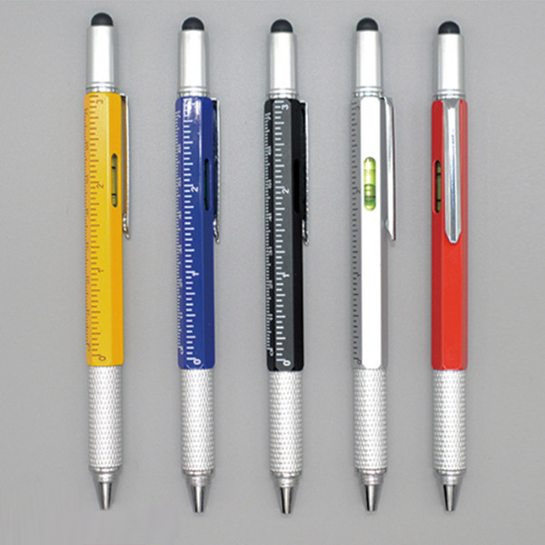 Multifunction 6 in 1 Tool Pen Ballpoint Pen Screwdriver Ruler Spirit Level Mobile Phone Touch Screen Repair Stylus Pen