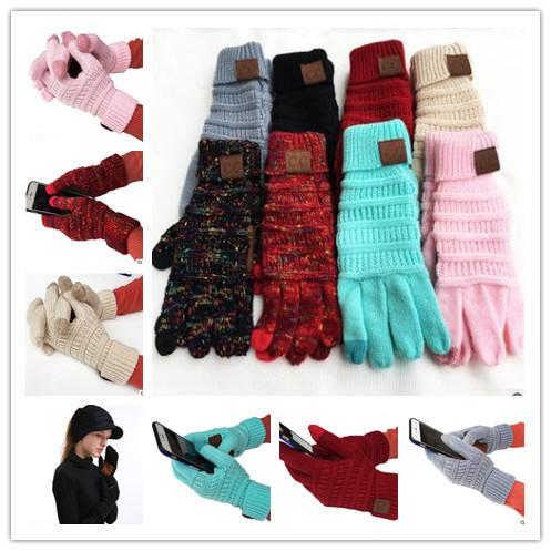 CC Knitting Touch Screen Glove Capacitive Gloves CC Women Winter Warm Wool Gloves Antiskid Knitted Telefingers Glove Christmas Gifts DHL