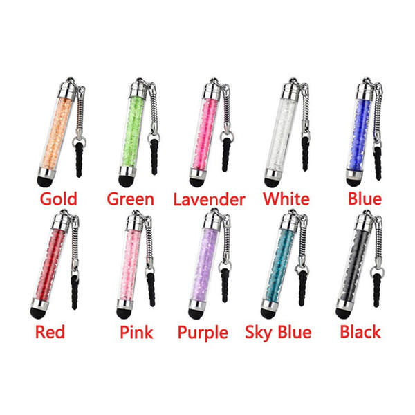 Crystal Capacitive Stylus Touch Screen Pen With Sling For I phone Samsung Tablet Free Shipping