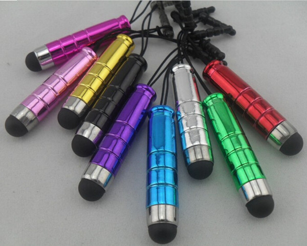 Mix Color Plastic Mini Short Capacitive Stylus Pen Touch Screen With Anti-Dust Plug For ipad iphone Samsung Tablet PC Cellphone 100pcs