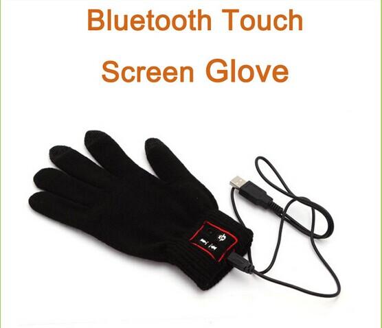 Hi Call Smartphone Wireless touch Glove Bluetooth Loudspeaker Gloves Touch Screen without retail box cable black