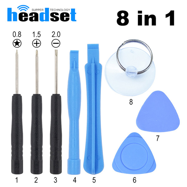 8 in 1 Opening Pry Tools Screwdriver Repair Kit Set Screwdriver for samsung i pone smart cellphone with opp bag