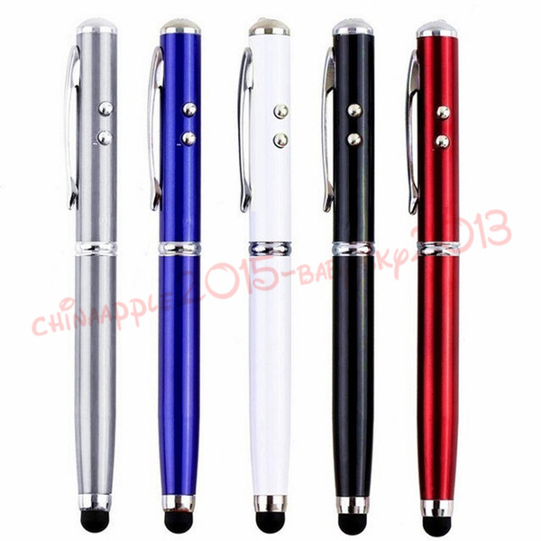 4 in 1 Laser Pointer LED Torch Touch Screen Stylus Ballpoint Pen for ipad iphone 6 7 8 samsung tablet pc mp3