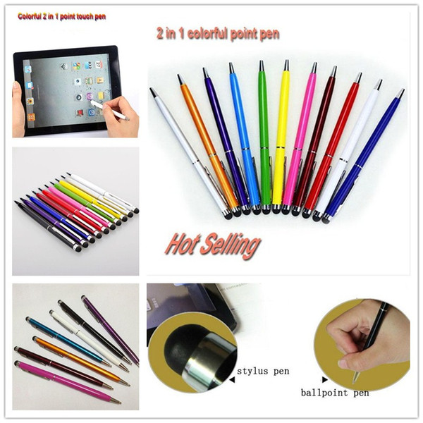 Universal 2 in 1 Capacitive Stylus Pen Touch Pen Ball-Pen For iPone 6G 6S 7 Samsung S7 Note3 Pc iPad Mobile Phone Cell phone