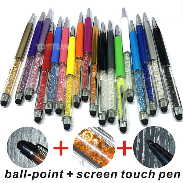 screen touch and ball point pen combo with diamond with multi colors for smartphone any mobile phones