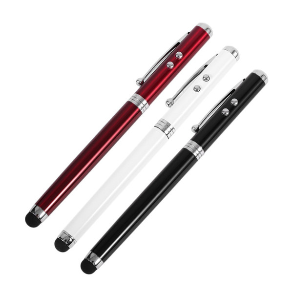 4 In 1 Multifunctional LED Light Touch Screen Capacitor Pen Laser Type Handheld Ballpoint Pen Metal Body Electronic Touch Pen