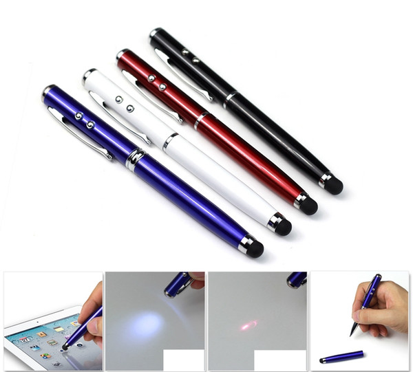 4 in 1 Laser Pointer LED Torch Touch Screen Stylus Ball Pen for iPhone for ipad for mobile phone