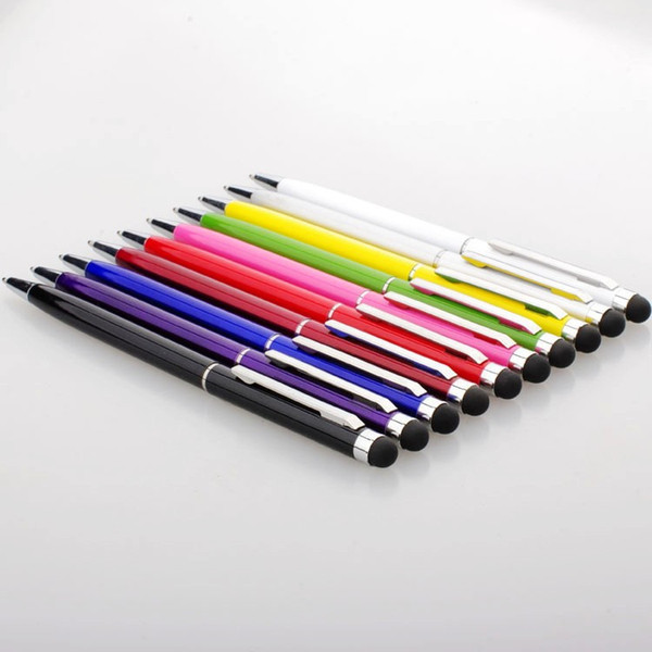 Colorful 2 in 1 Capacitive Touch Screen Stylus With Ball Point Pen for Touch Screen 2000pcs/lot