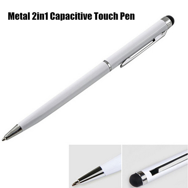 Wholesale Metal 2in1 Stylus/Ballpoint Pen Colorful Touch Pen Bullet mini metal capacitive touch Pen ballpoint writing pen DHL Free