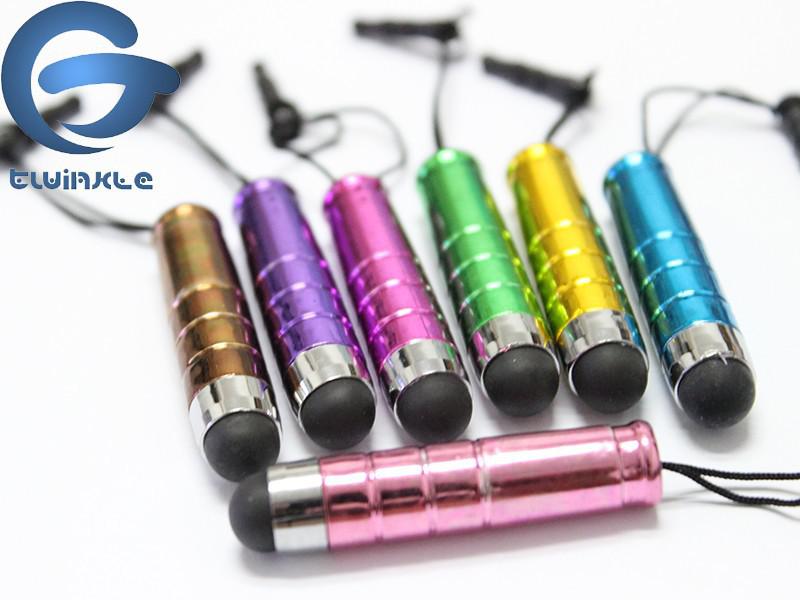 Wholesale-100pcs/lot Mini Stylus Touch Pen plastic material dust plug touch pen for mobile phone tablet PC For iphone 4 4s 5 5c 5s i9600