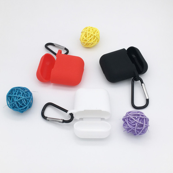 10 pas Silicone airpods case cover with Keychain for Apple airpods Protector case .