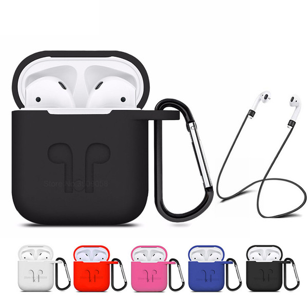 Soft Silicone Cover For Apple Airpods Waterproof Shockproof Protector Case Sleeve Pouch For Air Pods iPhone 7 Bluetooth Earphone With Hook