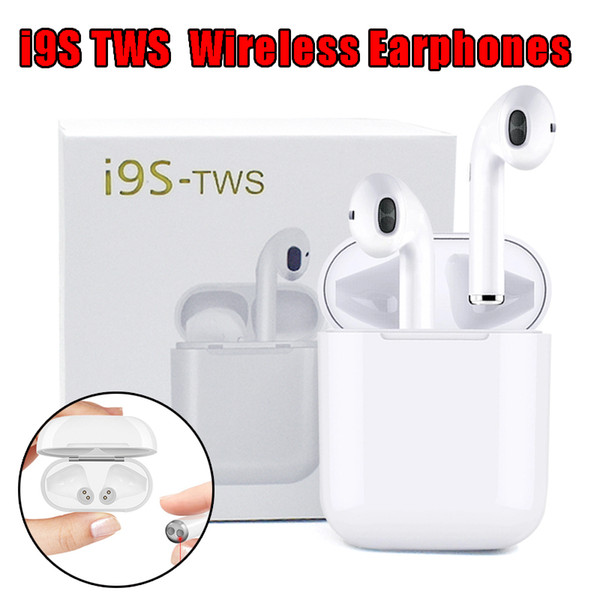 i9s tws wireless bluetooth headphones ture stereo 5.0 Earphones earbuds with magnetic charger case silicone protector case Anti Lost Rope