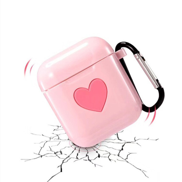 Pink Heart Soft TPU Earphone Case Sleeve For Apple AirPods Cases Protective Cover Silicon Protector DHL free