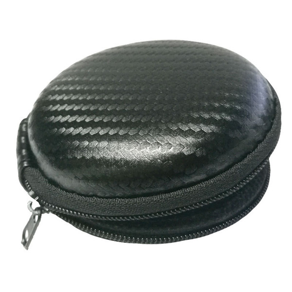 Large Carbon fiber Style Zipper Case Carrying Bag for Earphone Cable Box SD Card Portable Coin Purse Headphone PU Pouch Pocket