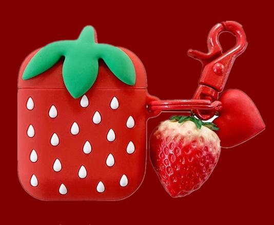 For AirPods Case 3D Cute Fruit Accessories Earphone Cases For Apple Airpods 2 Protect Cover with Strawberry Pendant