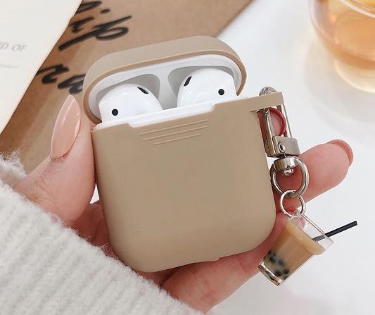 Earphone Portable Silicone Shockproof Airpod Case Iphone Bluetooth Earphone Protective Cover Cartoon With tea with milk