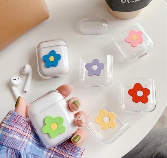 Airpods Case Protective cover for Apple wireless Bluetooth Earphone protector cute flower earphone case with opp bag