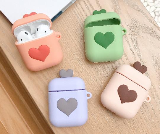 Cartoon Love Heart For AirPods Protective Cover Bluetooth Wireless Earphone Case Fashion Silicone For Apple Airpods Headset Bags