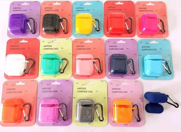 Soft waterproof case Full Protective Cover Skin Silicone Case for AirPods charging case with keychain free ship