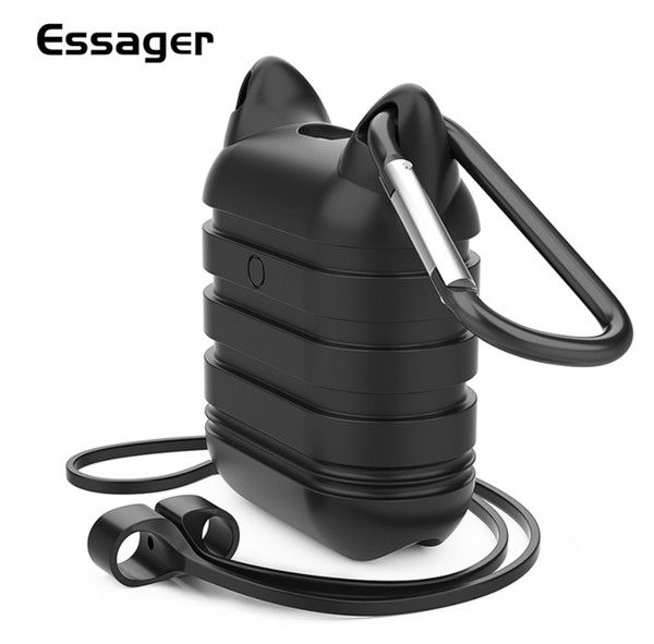 Essager Earphone Case For Apple Airpods Silicone Cover Strap Wireless Bluetooth Headphone Earphone Protective Case for Air Pods