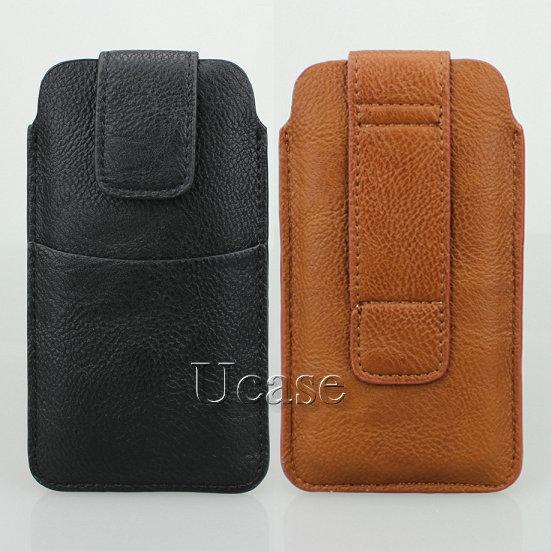 Wholesale 60 Pcs/Lot Soft Leather Sleeve Pouch + Earphone Card Pocket with Belt Loop Holster Cases Covers Skins For iPhone 5g 5s 5c