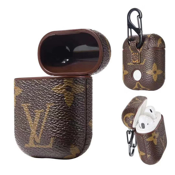 For Apple Airpods Newest Fashion Luxury Paris Show AirPods Case Designer Leather Protective Cover Hook Clasp Earphone Box